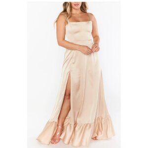 Show Me Your Mumu Clarissa Corset Sleeveless Dress Champagne Satin Luxe Size M